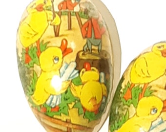 German (East) Paper Mache Easter Egg Candy Container Vintage Ducklinlgs