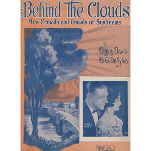 Behind The Clouds 1926 Vintage Sheet Music Davis DeSylva Riley Heller