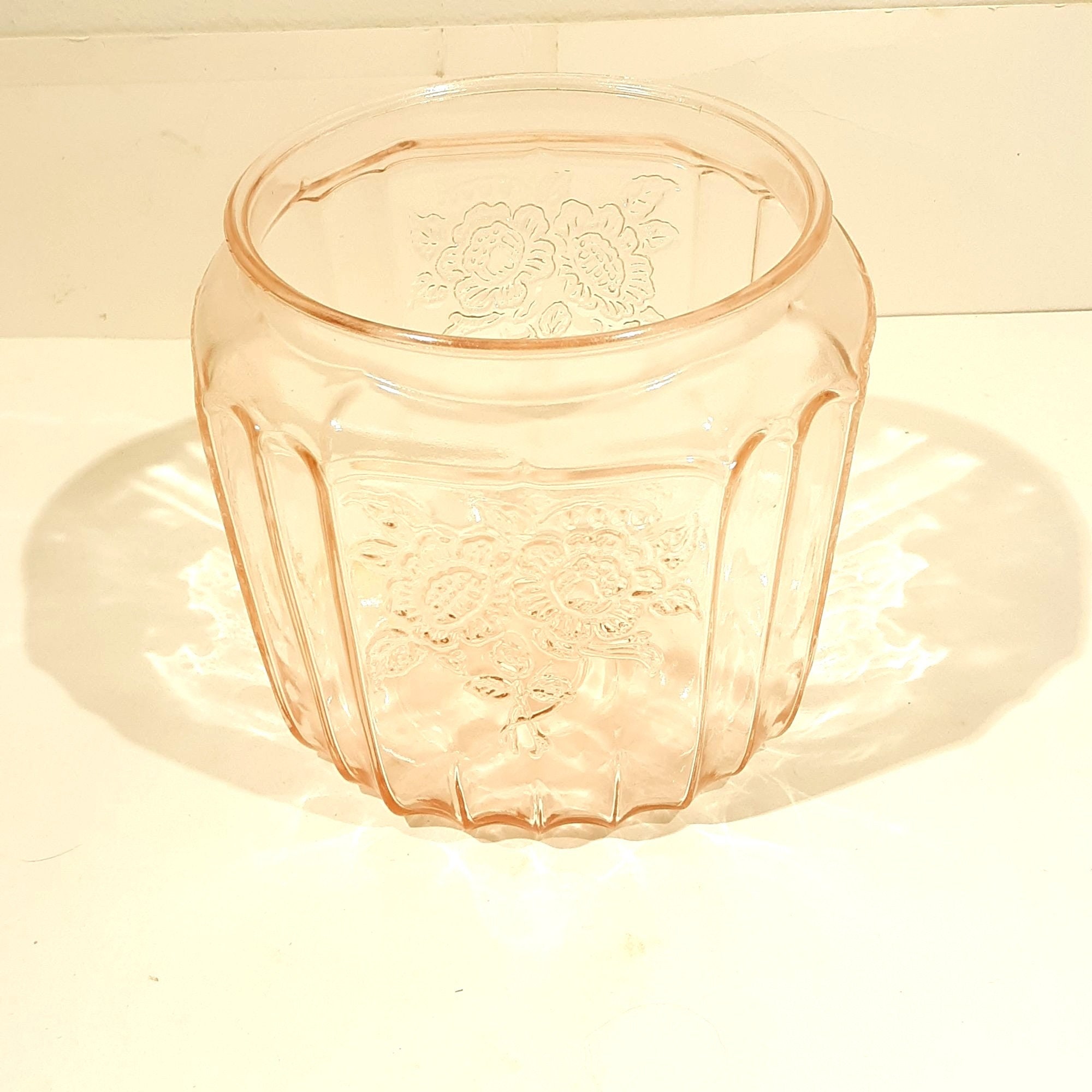 Mayfair Open Rose Pink Depression Glass Cookie Jar Hocking Glass Co Etsy