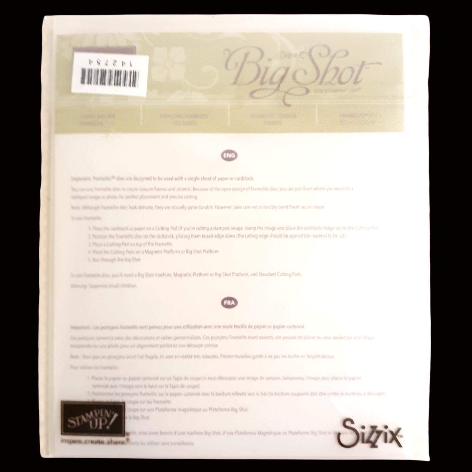 Stampin Up Sizzix Big Shot T-SHIRT BUILDER FRAMELITS 142754 Dies Diecut Card New