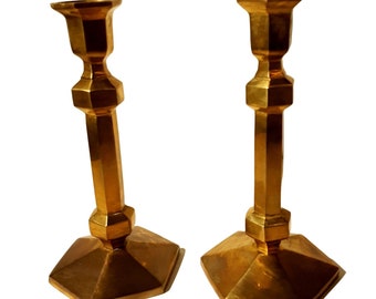 Antike georgische Paar Kerzenhalter aus Messing