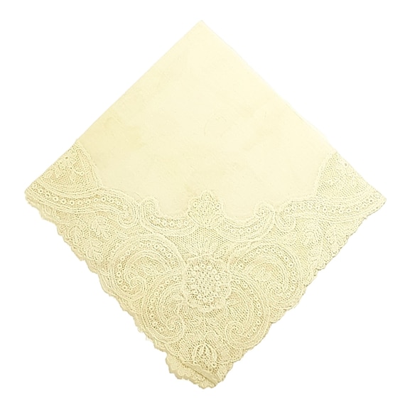 White Lace Edge 10"  Vintage Hankie White Cotton … - image 1