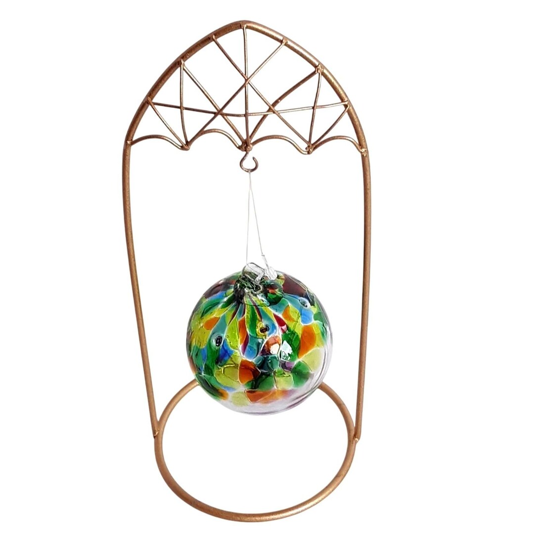 Handblown Glass Ornament With Gold Stand Gazing Witches Ball - Etsy