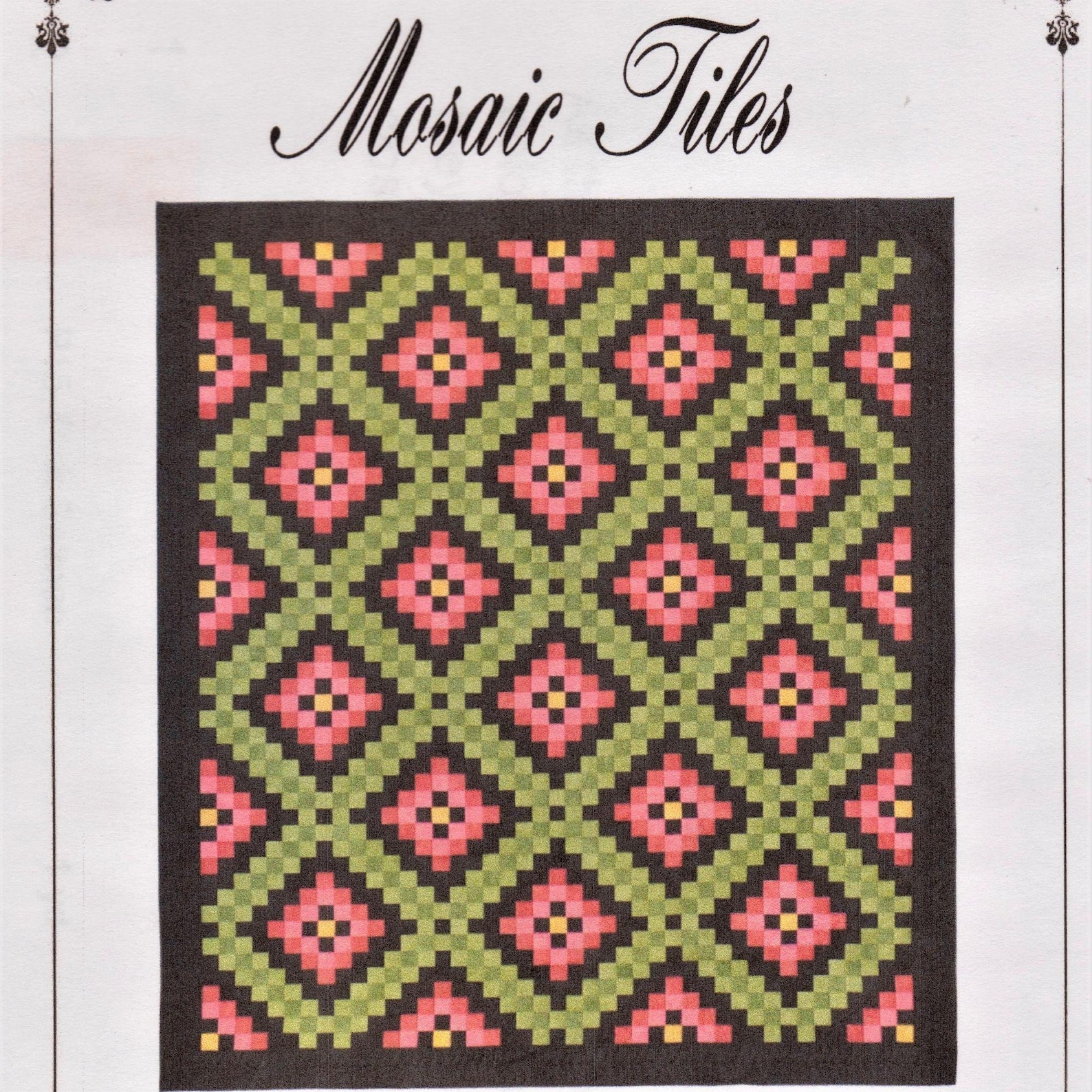 Mosaic Tiles Pattern Quilt Design Dereck Lockwood Piecework Patchwork 96 X 110 Queen Etsy