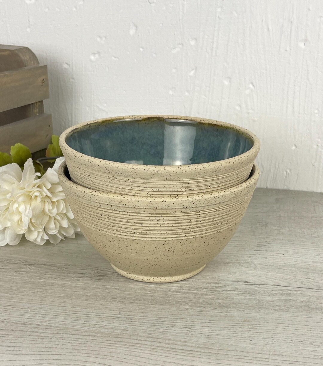 Rustic Bowl Set Set of 2 Handmade Rustic Bowls: Cereal, Dessert, Serving Bowls ...