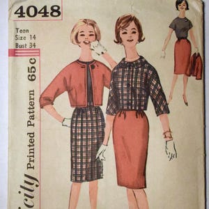 Simplicity Mod 60s Sirt, Blouse and Jacket Sewing Pattern 4048 Size Teen 14 Bust 34