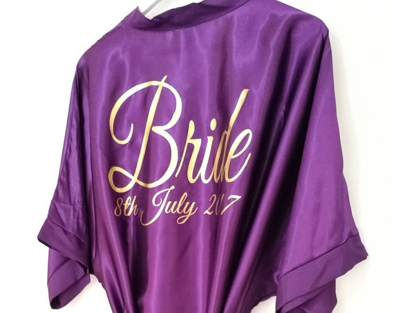 Cadbury purple wedding dressing gowns