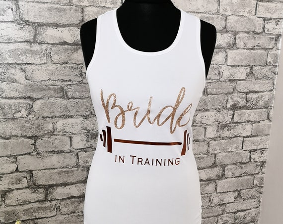 Bride in training, gym top, workout wear, sweating for the wedding, Mrs in training, fitness apparel, bride top, wedding workout, Mrs shirt