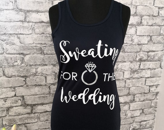 Sweating for the wedding, bride gym top, fitness tank, white dress workout, wedding tank, fitness apparel, gym clothes, bride in training