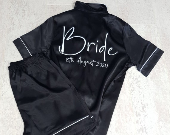 Personalised pyjamas, Bridesmaid Gifts, Flower Girl Pjs, Bridesmaid Pjs, Satin pjs, Bridal Robes, Team Bride gifts,