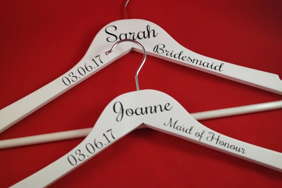 bridal hangers, wooden wedding hangers, bridesmaid hangers, wedding dress hanger, bridesmaid gift, maid of honour gift, bridal party gifts