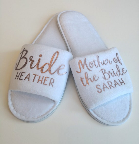 Personalised wedding slippers, Bridesmaid slippers, luxury open toe spa slippers, bridesmaid gifts, Hen party, bridal slippers