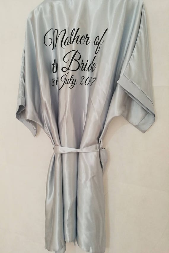 Silver Bridal Robe, Personalised Dressing Gown, Bridesmaid Gift, Hen Party Gift, Satin Robe, Wedding Dressing Gowns, size 8 to 26