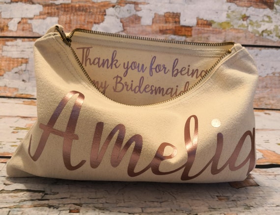 Wedding thank you gift, monogrammed makeup bag, Personalised makeup bag, bridesmaid gift, hen party gifts
