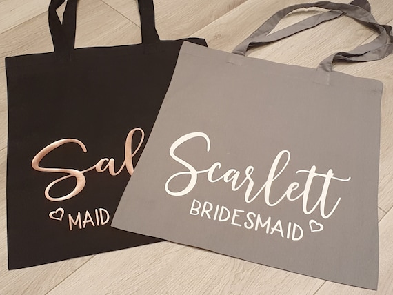 Personalised Tote Bag, Rose gold Gift bag, Hen party bags, Bridesmaid gift, Gift bags, shopper, Maid of Honor gifts,
