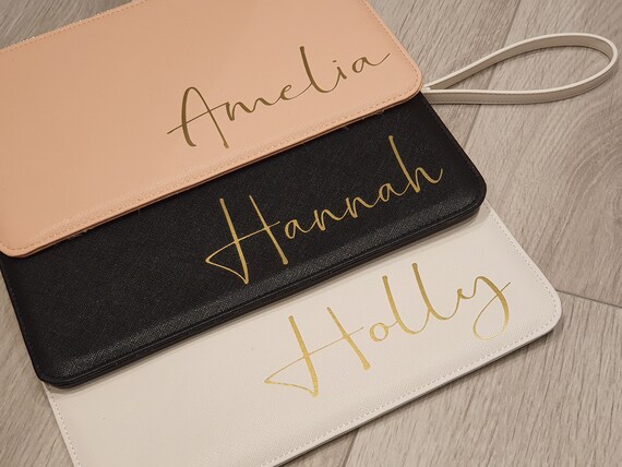 Personalised clutch bag, bridesmaid gift, initial clutch bag, personalized monogrammed bag, bridal pouch, bride clutch bag