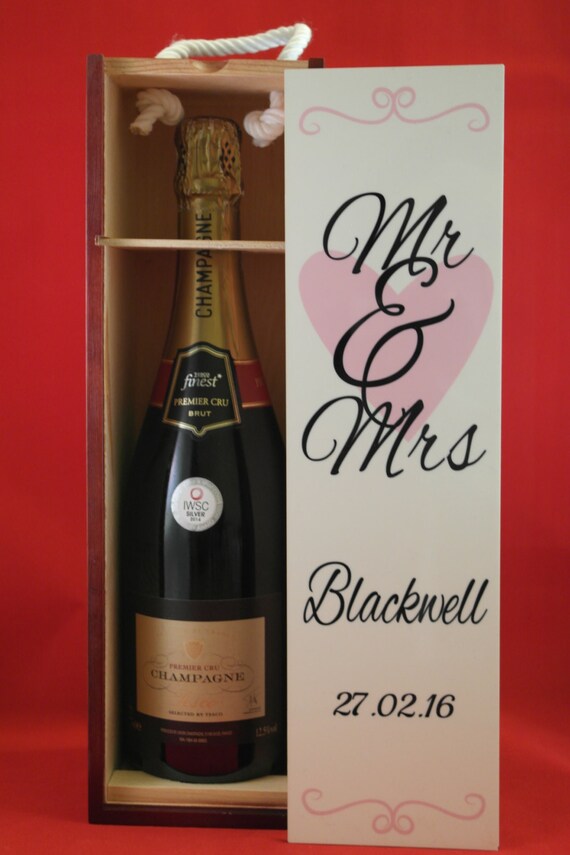Personalised wine Box, Mr and Mrs gifts, Champagne gift box,