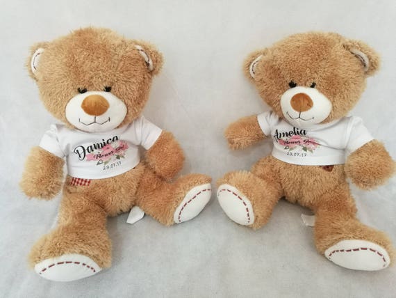 flower girl teddy bear gift personalised