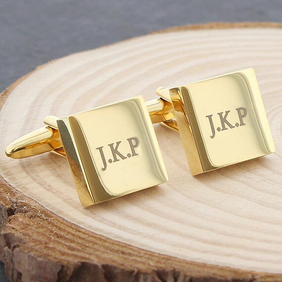 Personalised gold cufflinks, initial cufflinks, Gifts for him, Wedding gifts, Best man gifts, Groomsman gift
