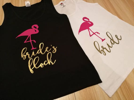 Hen night t shirts, Hen Party, brides Flock, Flamingo t shirts, Bachelorette t shirts, hen weekend, personalised t shirts