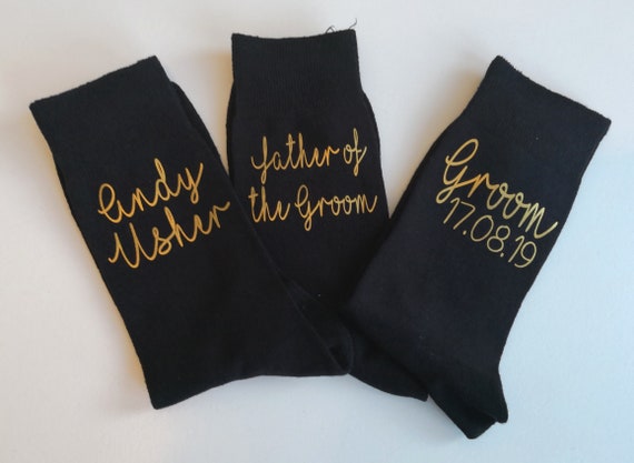 Personalised wedding day socks, groom socks, groomsman socks, father of the bride gift, Usher socks, bridal party gifts, cold feet socks