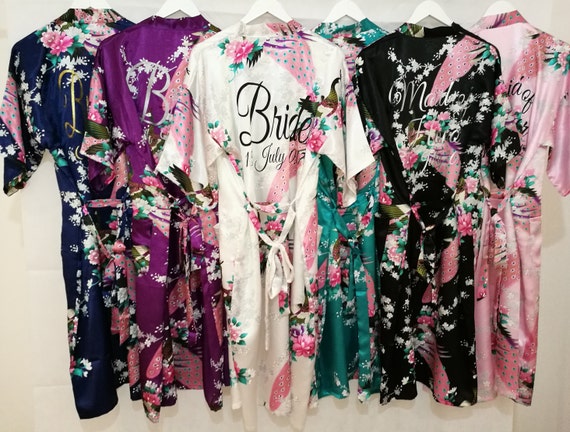 Personalised Bridal robes, Wedding dressing gowns, Floral Kimonos, Bridesmaid gifts, Personalised dressing gown, Wedding robe, maid of Honor