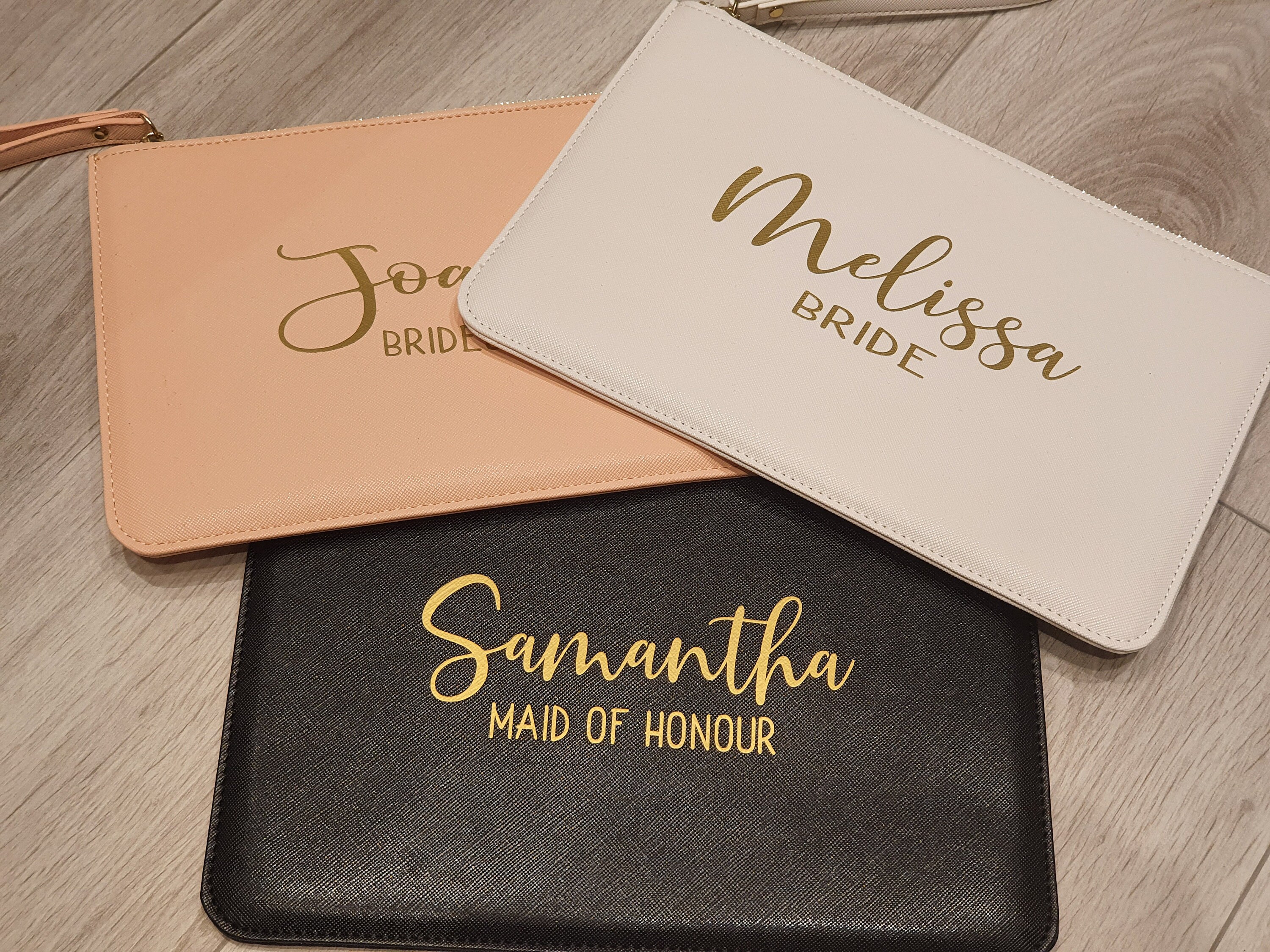 personalised bridesmaid clutch bag