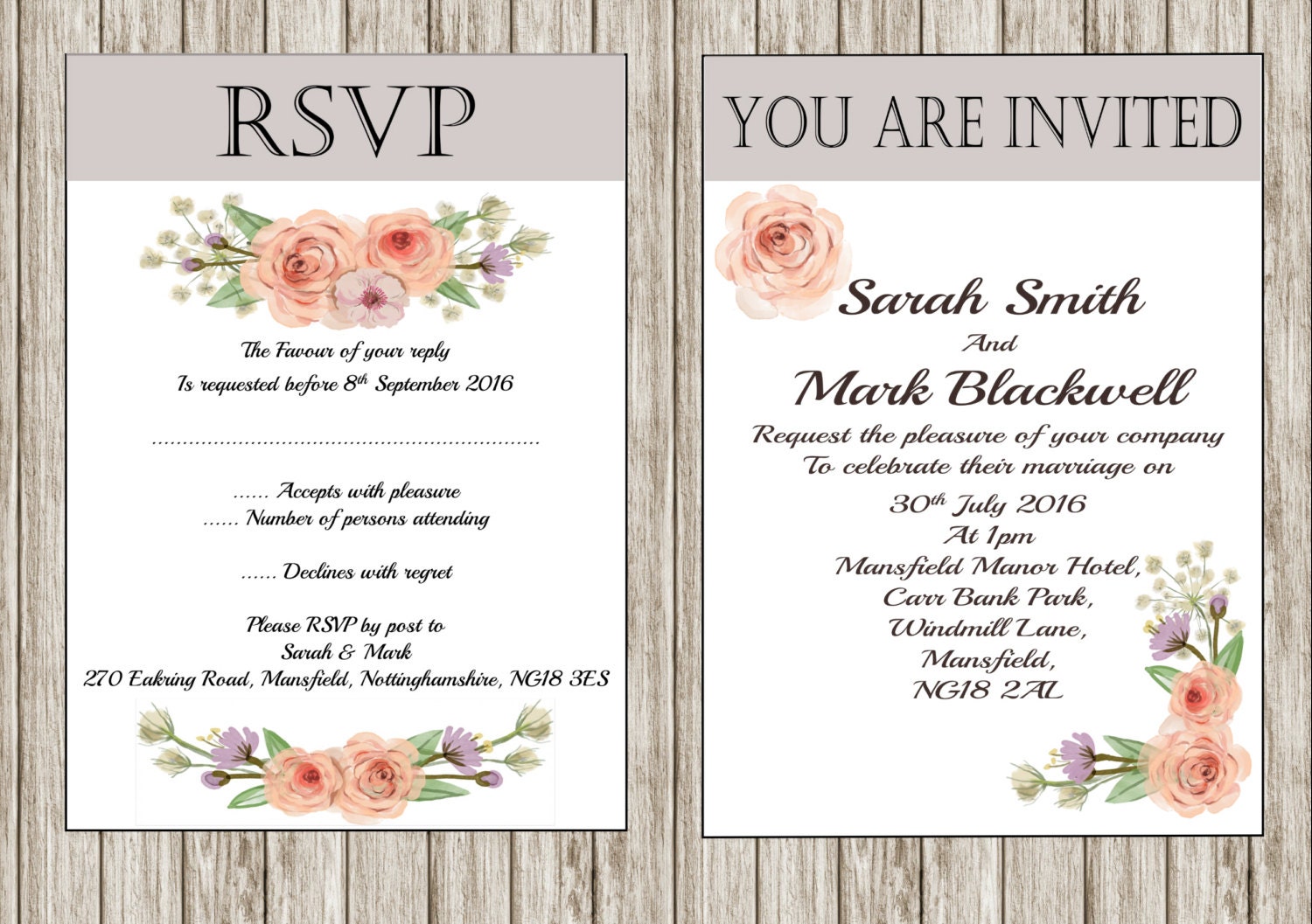 Vintage Rose Printable Wedding Invitation Diy Invitation Floral