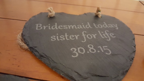 Hanging Slate Heart (large) personlised and etched by hand