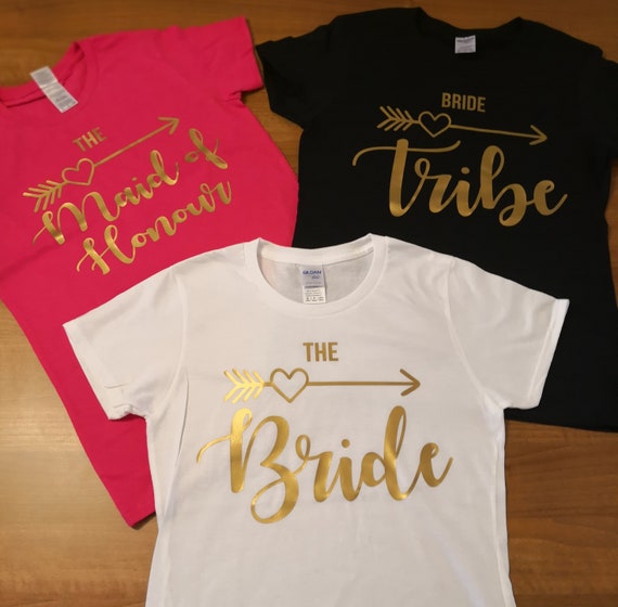 Bride tribe hen T-Shirts, hen tops, personalised T-Shirts, bride squad, bridesmaid gifts, bachelorette party, wedding, engagement gifts