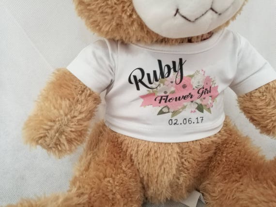 flower girl teddy bear gift personalised
