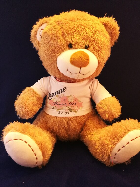 flower girl teddy bear gift personalised
