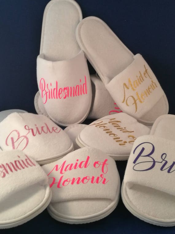 wedding Slippers, Bridal party gifts, Pack of 4 or more pairs, Spa Slippers, Personalised slippers, Bridesmaid Gifts, hen slippers
