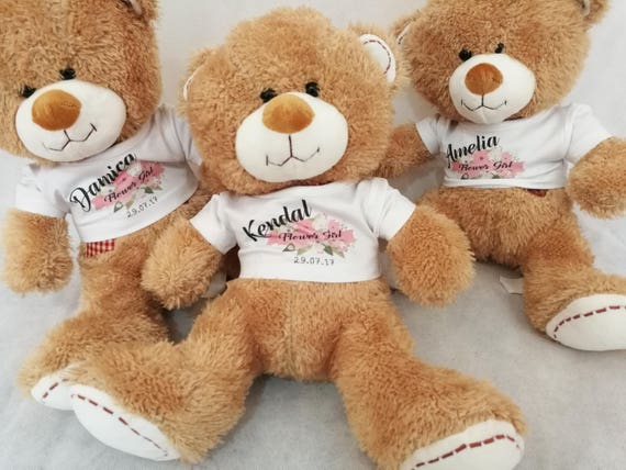flower girl teddy bear gift personalised