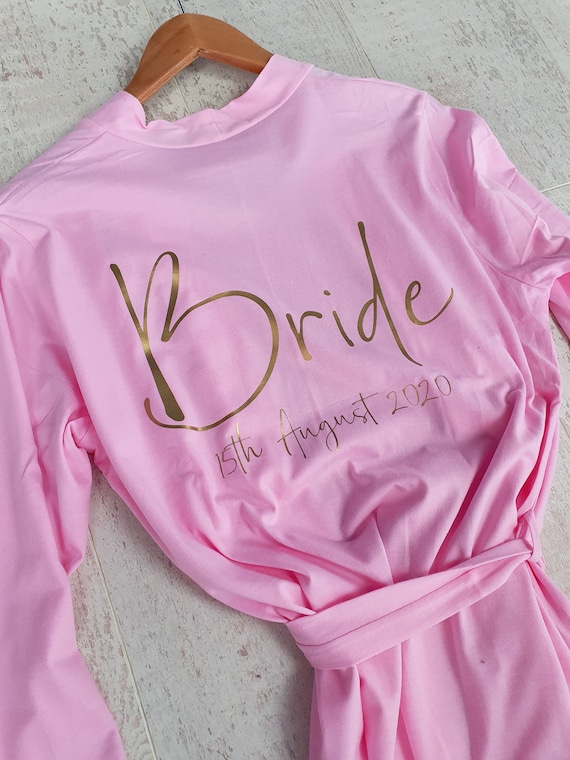 Personalised cotton wedding dressing gown (Emma)
