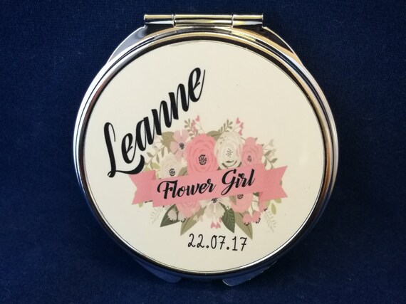 Bridesmaid gift, Personalised compact mirror, compact mirror, thank you gift, gifts for her, mother of the bride gift, flower girl gift