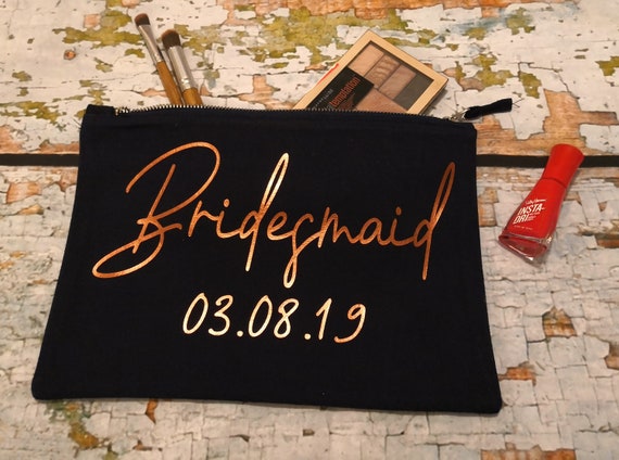 personalised bridesmaid gift, Wedding thank you gift, cosmetic bag, maid of honour gift, monogrammed makeup bag,