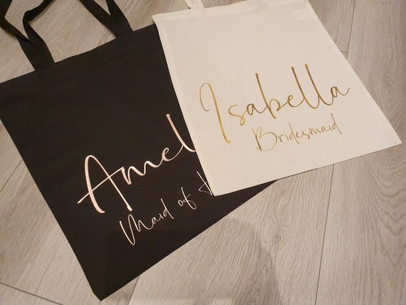 Rose gold Personalised bridesmaid Gift bag, Tote Bag, Hen party bags, Bridesmaid gift, Gift bags, shopper, Maid of Honor gifts,