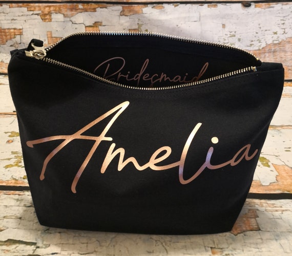 monogrammed makeup bag, personalised bridesmaid gift, Wedding thank you gift, cosmetic bag, maid of honour gift