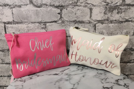 make up bag personalised , Bridesmaid gifts, wedding thank you gift, bridal party cosmetics bag, wedding day gifts. Maid of honour gifts