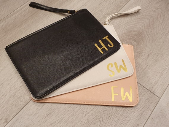 initial clutch bag, Personalised bridesmaid clutch bag, bridesmaid gift, personalized monogrammed bag, bridal pouch, bride clutch bag