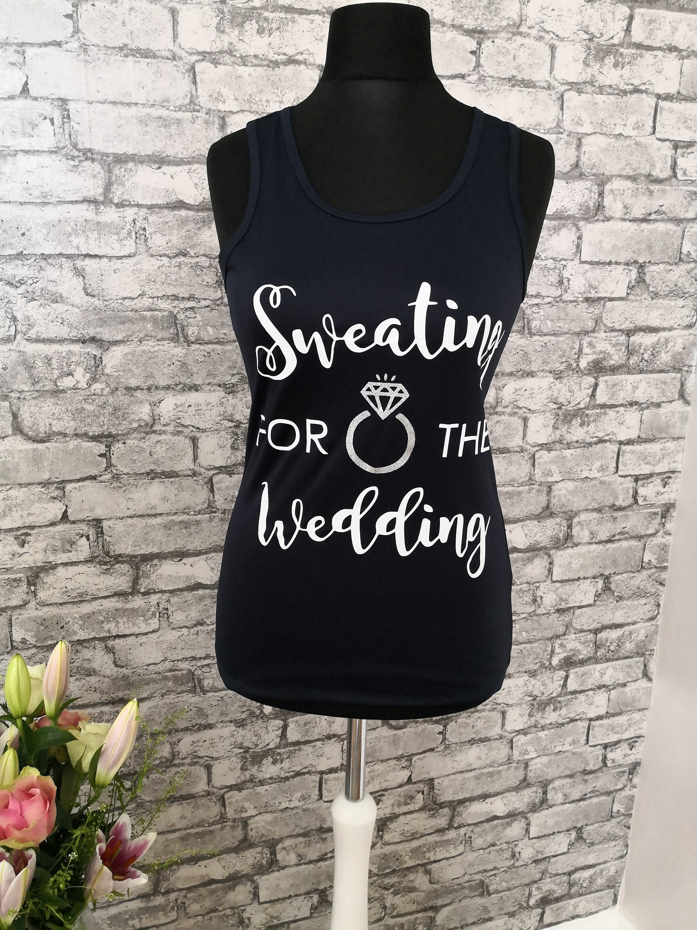 Sweating for the wedding, bride gym top, fitness tank