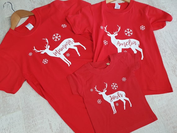 Family Christmas shirts, matching T-shirts, matching stag tops, Christmas tops
