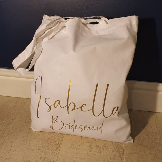 Rose gold Personalised Tote Bag, Gift bag, Hen party bags, Bridesmaid gift, Gift bags, shopper, Maid of Honor gifts,