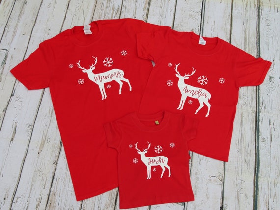 Family Christmas pyjamas, matching T-shirts, matching stag tops, Christmas pjs