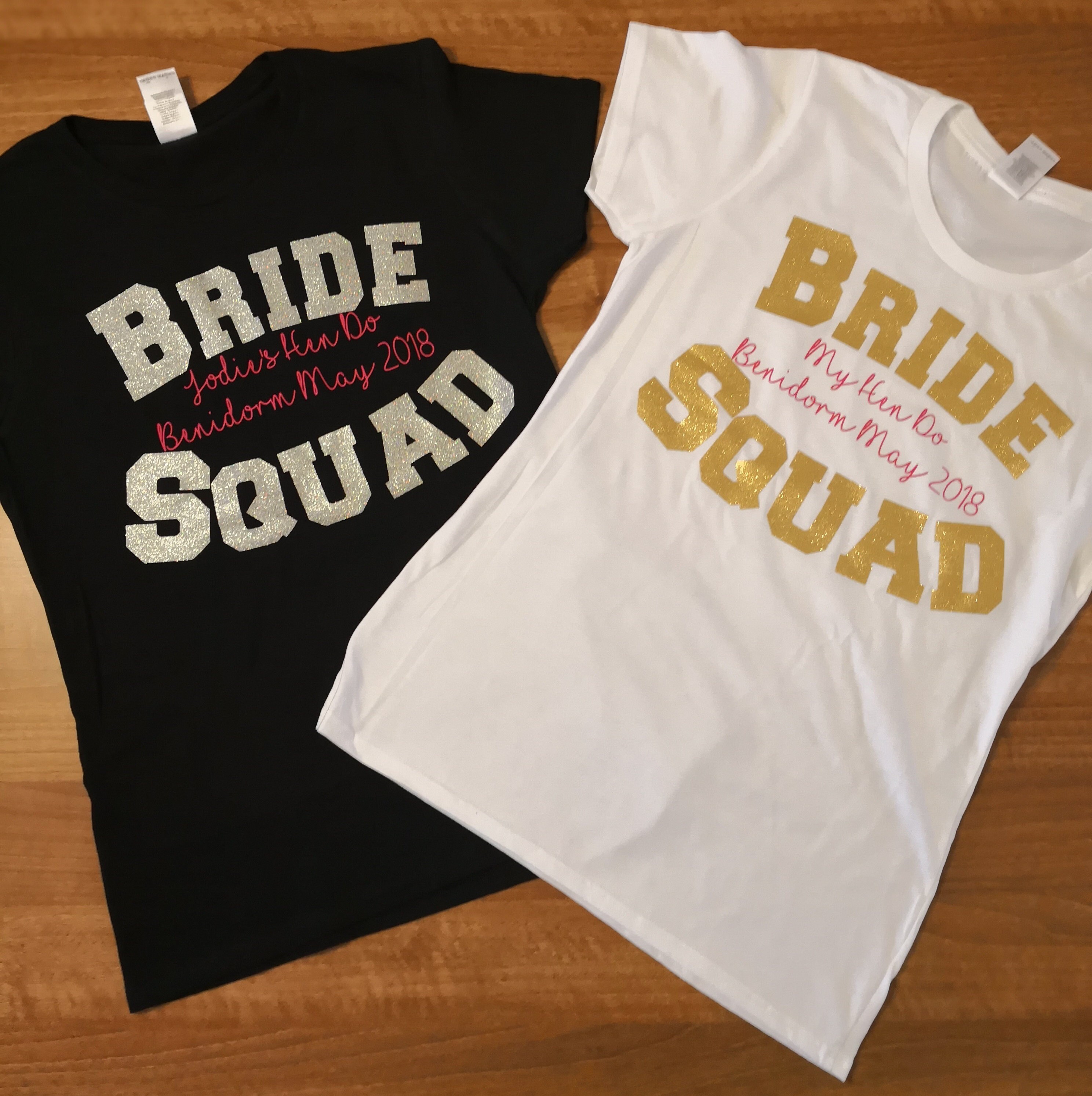 Bride Squad T-Shirt Bridesmaid Glitter Wedding Team Bride Hen Party T-Shirt