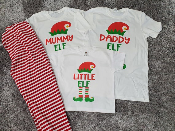 Matching Christmas Elf Pyjamas, Christmas eve box, Family T-shirts, Matching Pajamas, Personalised elf shirts, Mummy elf,Mamma elf tops