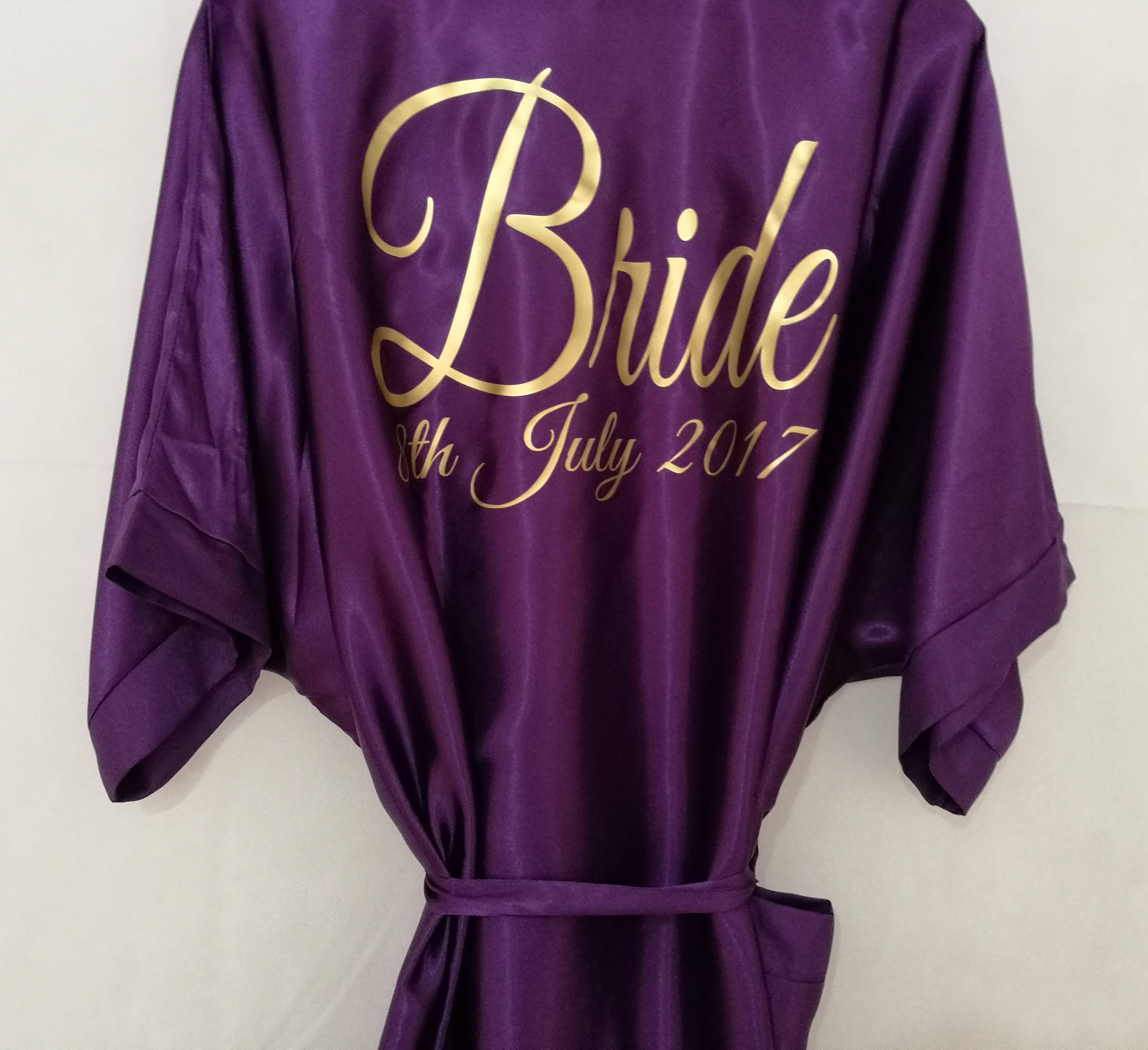 Purple Bridal Robe Personalised Dressing Gown Bridesmaid Gift