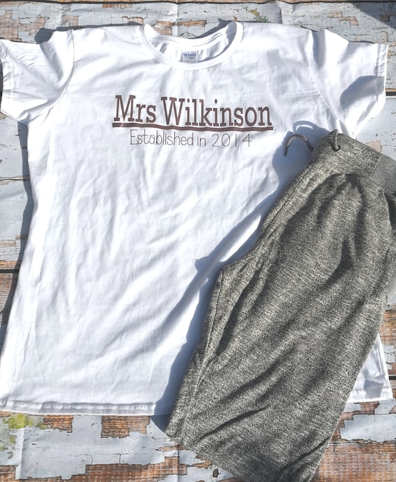 Personalised wifey pjs, newlywed gift, surname gifts, his and hers matching pjs, gifts for her, rose gold
