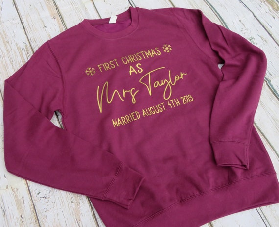 First Christmas as a Mrs Jumper, Newly wed, Wifey Sweatshirt, Christmas jumper, Gifts for her, Personalised Christmas jumper